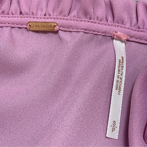 Free People Smocked Blouse Top Long Sleeve Ruffle Moonlit Orchid Pink Sz S $88. - Picture 8 of 9